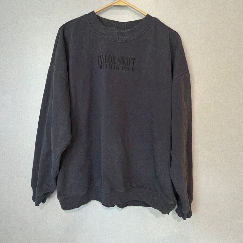 Taylor Swift Eras Tour Navy Oversized Crewneck Dolman Sleeves Sz Large #1000